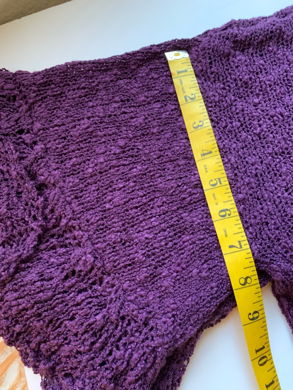 Cahaya by Tanami Plum Handcrafted Ruffle Bell Sleeve Sweater NWT S/M - Picture 10 of 12